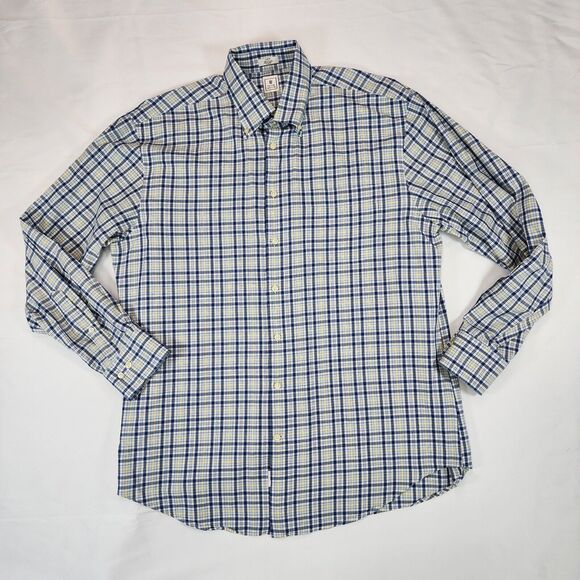Peter Millar Men's Shirt Blue Plaid Button Down Front Cotton SIze Large - Picture 1 of 11